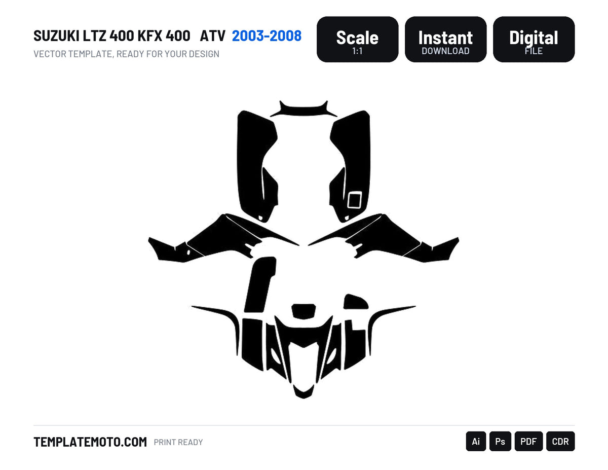 SUZUKI LTZ 400 KFX 400 2003-2008 ATV Graphics Template Vector