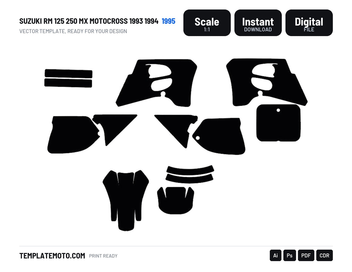 Suzuki RM 125 250 MX Motocross 1993 1994 1995 Graphics Template