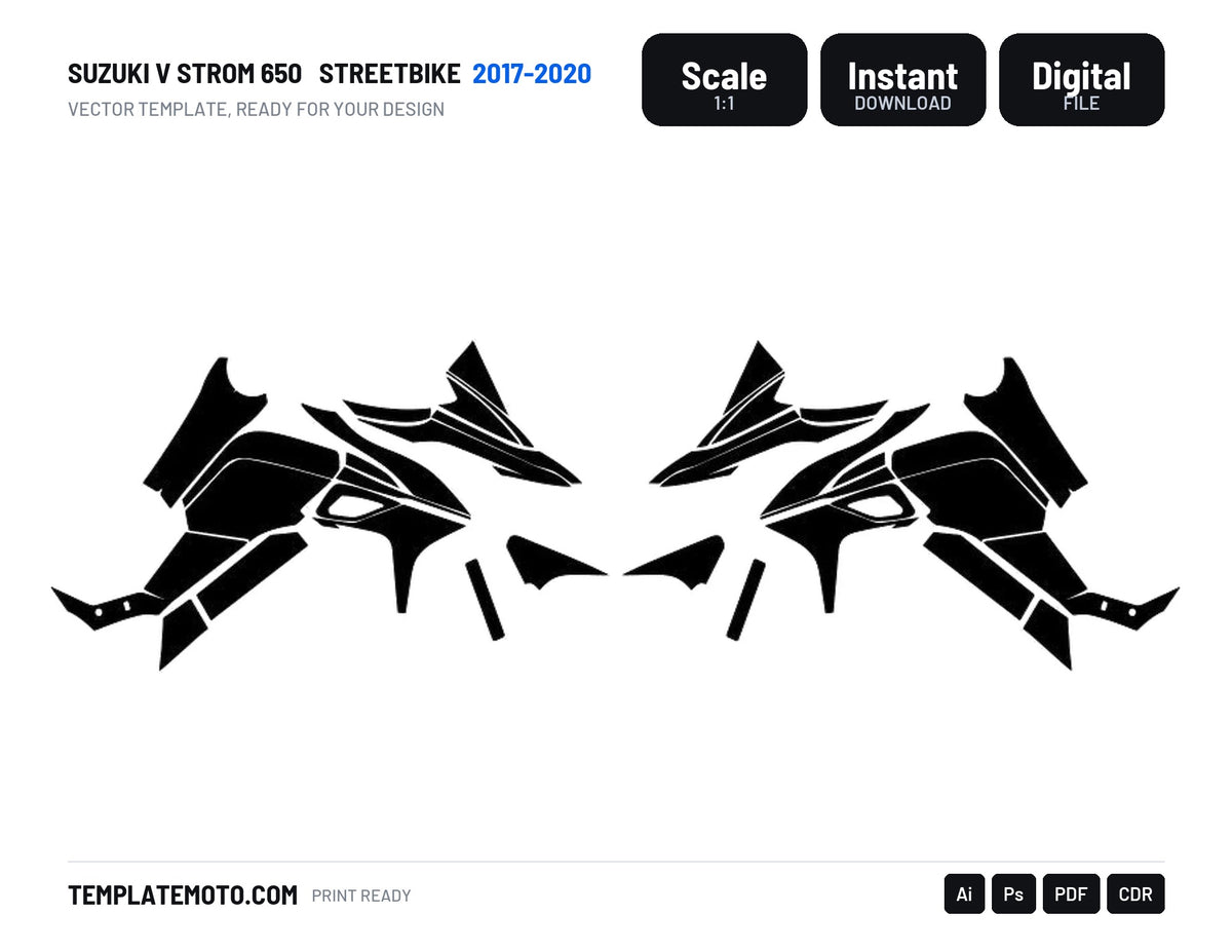 SUZUKI V STROM 650 2017-2020 Streetbike Graphics Template Vector