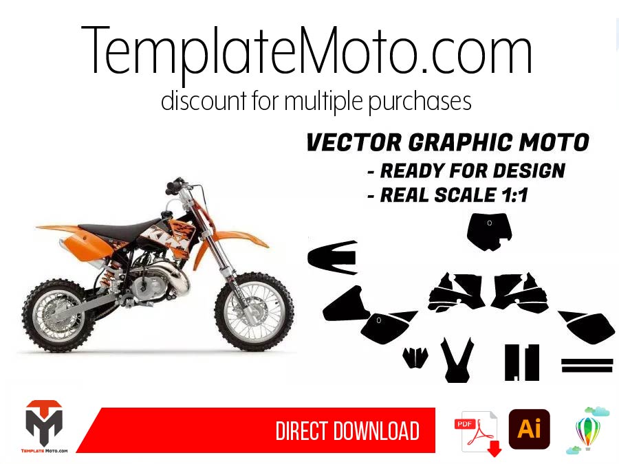 KTM SX 50 MX Motocross 2002 2003 2004 2005 2006 2007 2008 Graphics Template