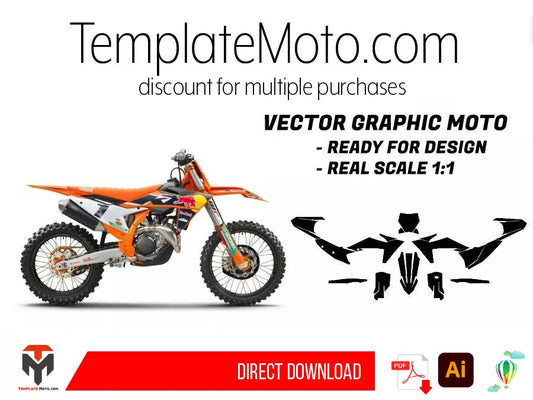 KTM 125 / 150 / 250 / 300 / 350 / 450 / 500 SX SXF XCF EXC EXC-F (2023-2024) Vector Graphics Template