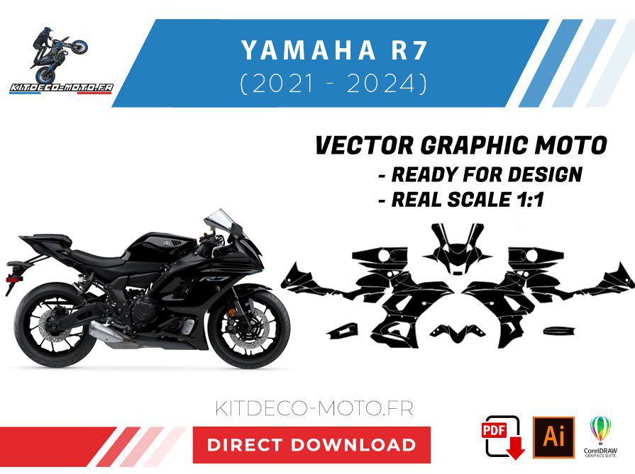 Yamaha YZF R7 (2021-2024) Street Bike Graphics Template Vector ...