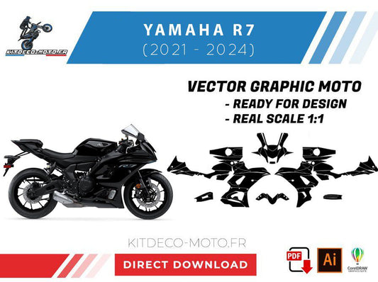 Yamaha YZF R7 (2021-2024) Street Bike Graphics Template Vector