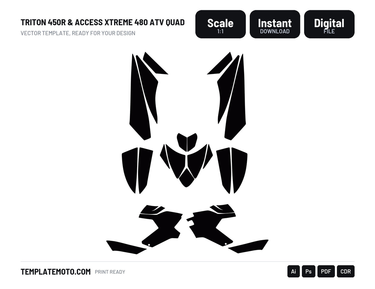 TRITON 450R & ACCESS XTREME 480 ATV Quad Graphics Template Vector