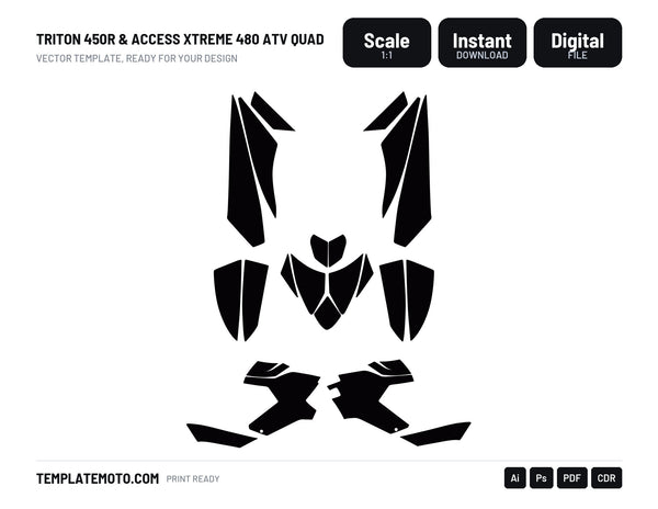 TRITON 450R & ACCESS XTREME 480 ATV Quad Graphics Template Vector