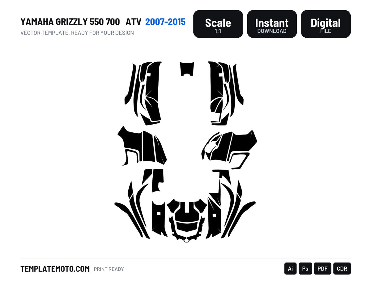 YAMAHA GRIZZLY 550 700 2007-2015 ATV Vector Graphics Template