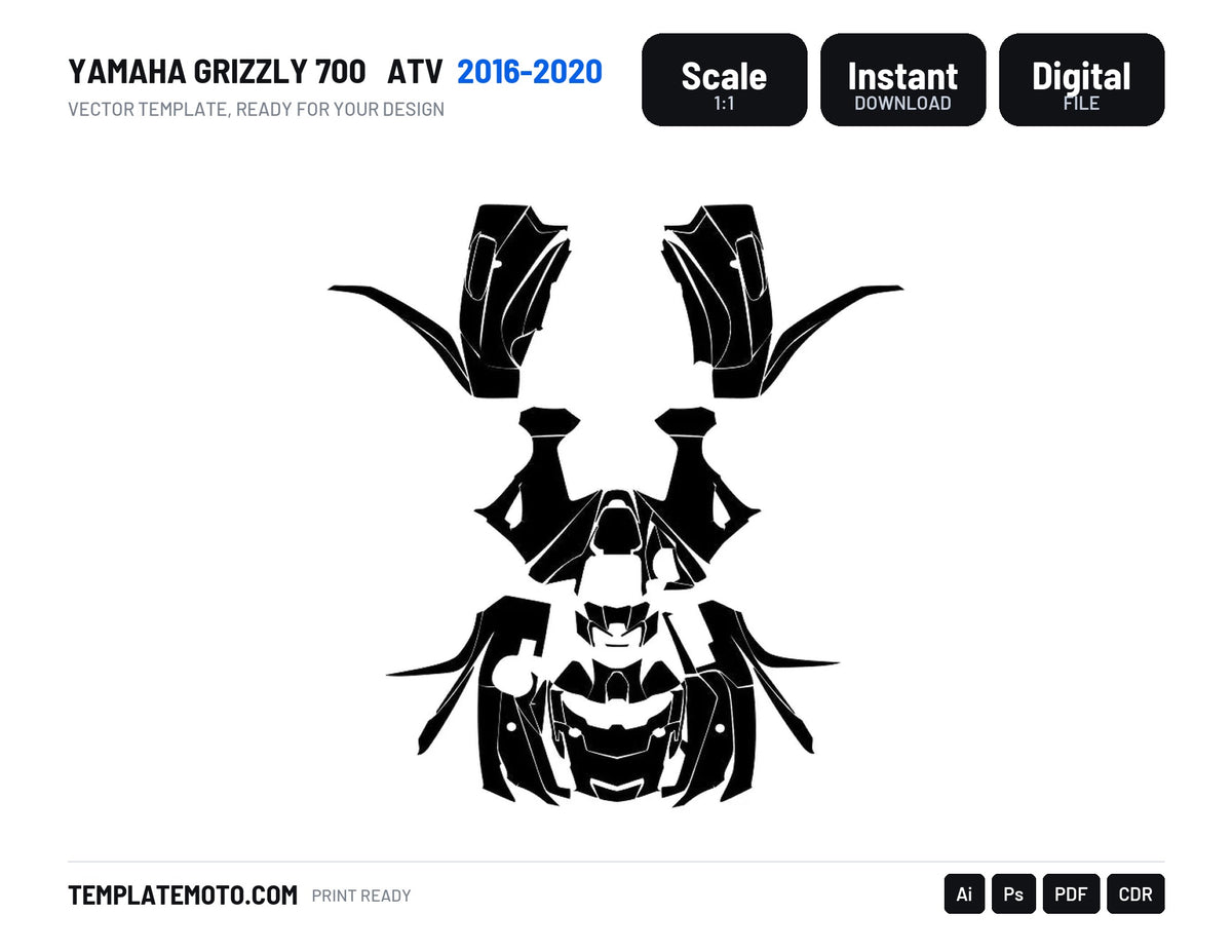 YAMAHA GRIZZLY 700 2016-2020 ATV Vector Graphics Template