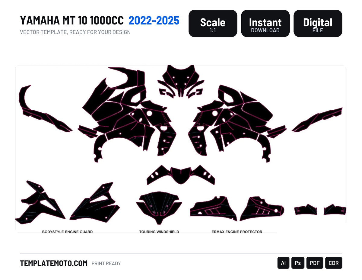YAMAHA MT 10 1000cc 2022-2025 template graphics