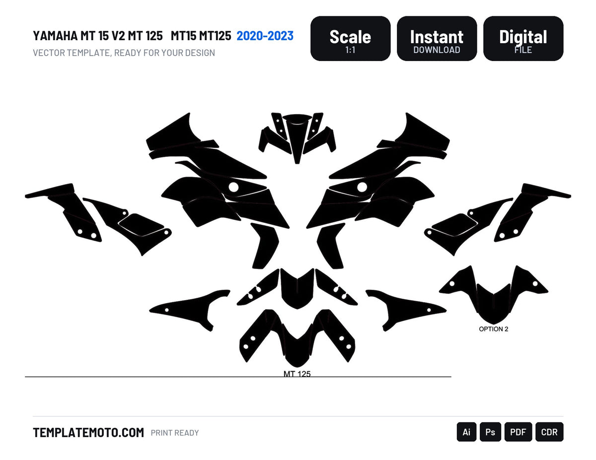 YAMAHA MT 15 V2 MT 125 2020-2023 MT15 MT125 Graphics Template Vector