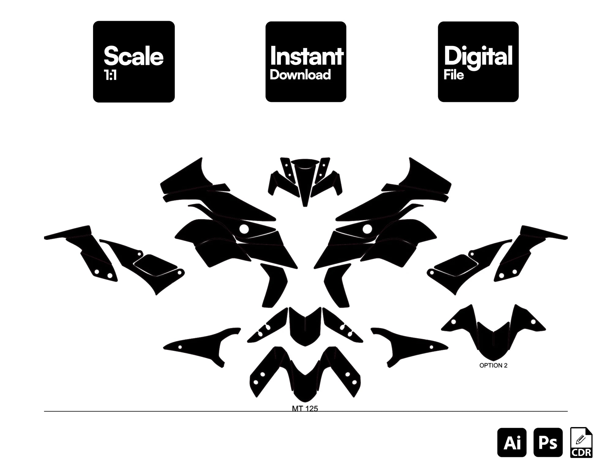 YAMAHA MT 15 V2 MT 125 2020-2023 MT15 MT125 Graphics Template Vector