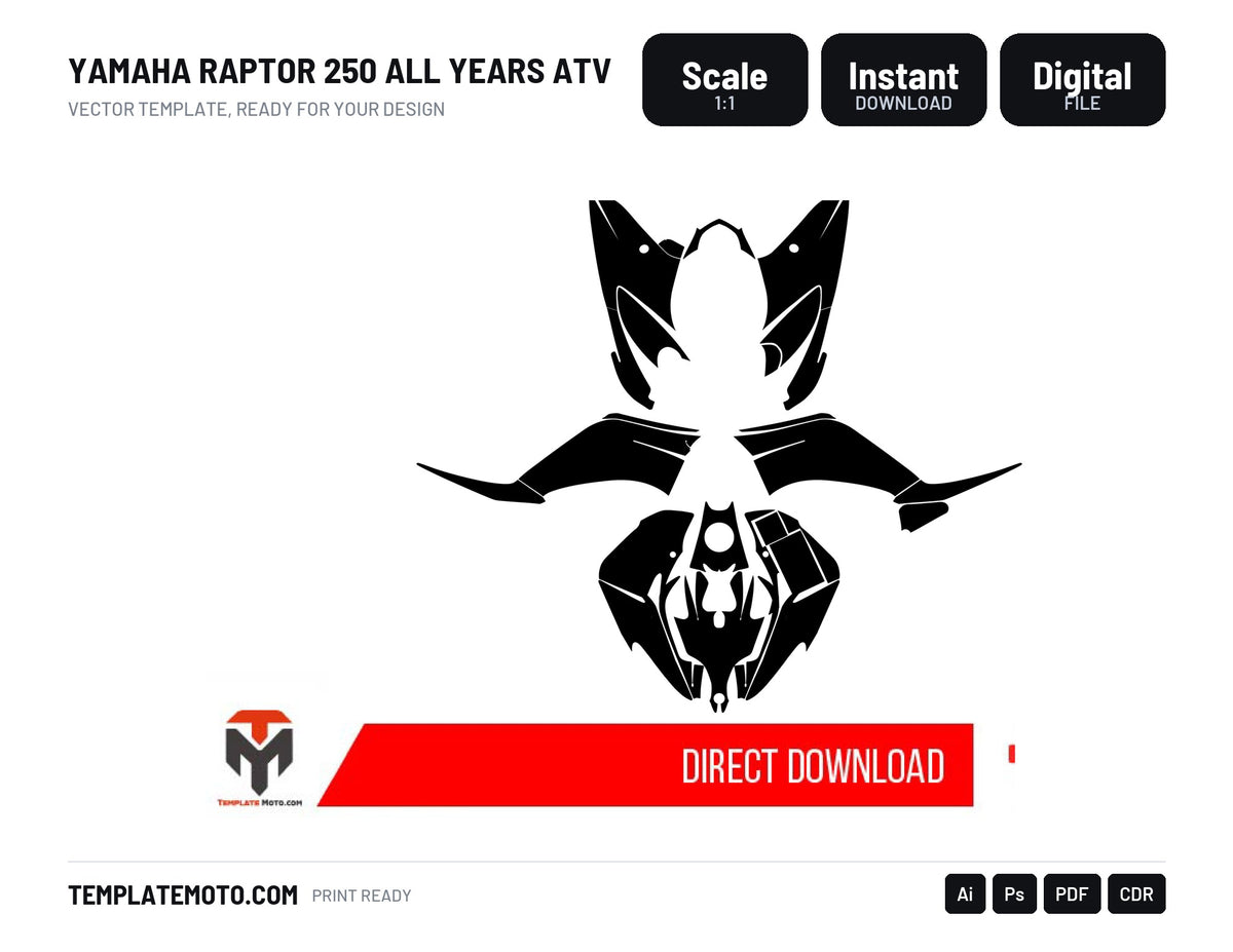 YAMAHA RAPTOR 250 all years ATV Vector Graphics Template