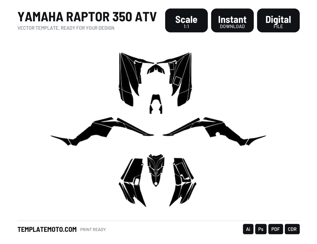 YAMAHA RAPTOR 350 ATV Vector Graphics Template