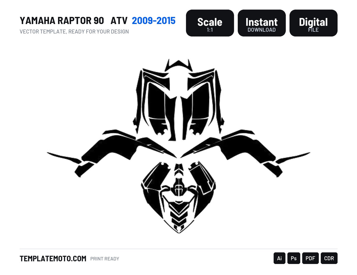 YAMAHA RAPTOR 90 2009-2015 ATV Vector Graphics Template