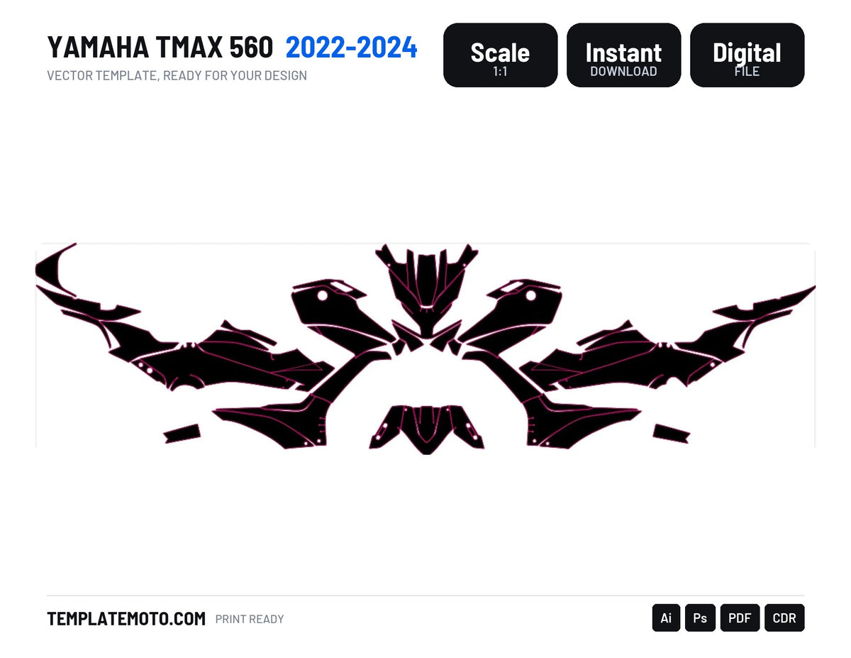 YAMAHA TMAX 560 2022-2024 Template vector graphics