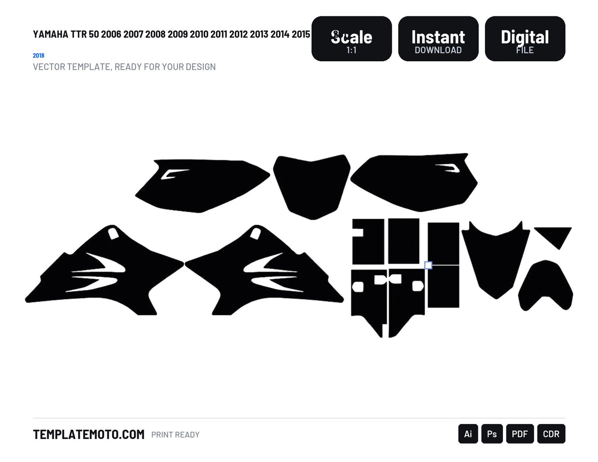 Yamaha TTR 50 2006 2007 2008 2009 2010 2011 2012 2013 2014 2015 2016 2017 2018 Graphics Template