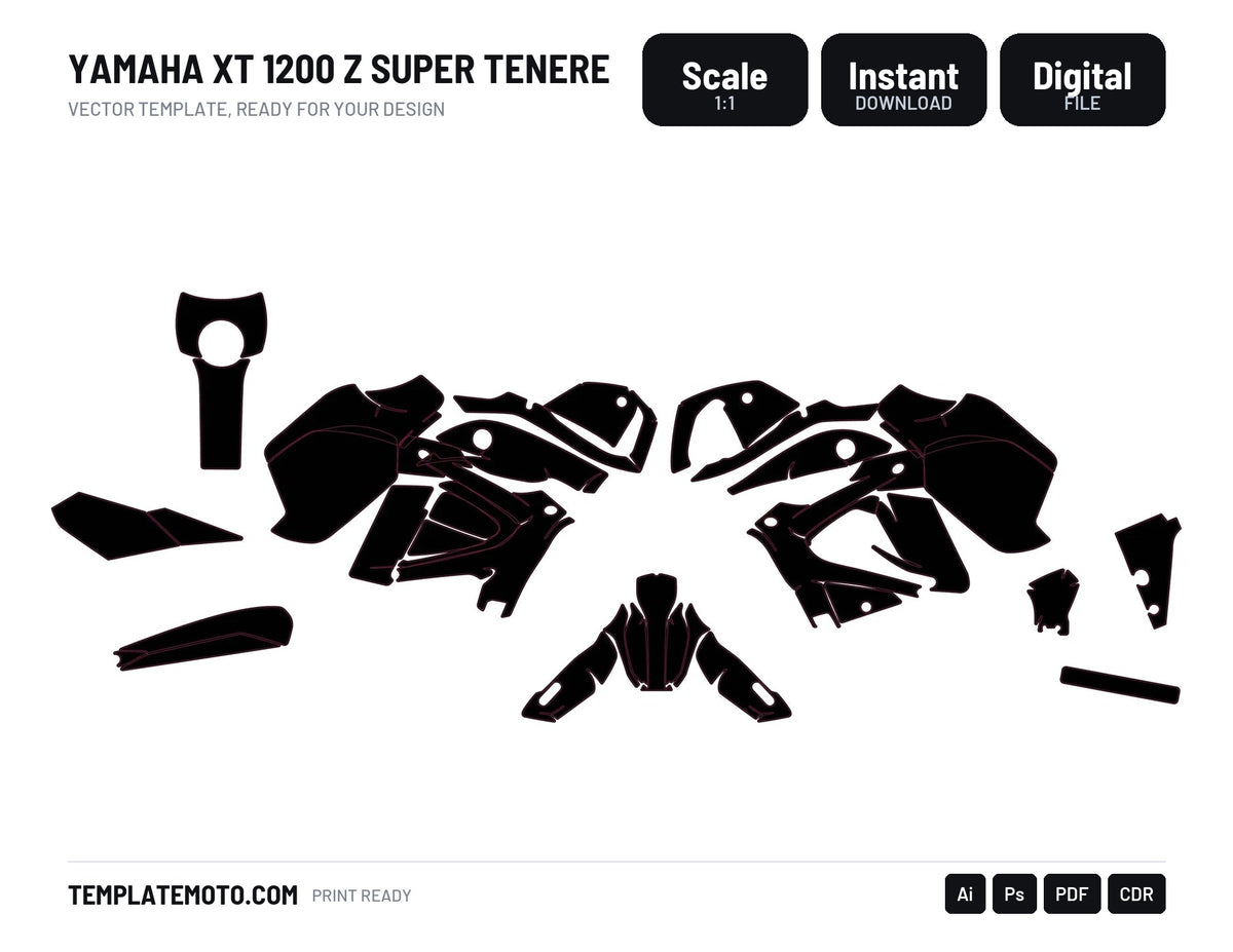YAMAHA XT 1200 Z SUPER TENERE Graphics Template Vector