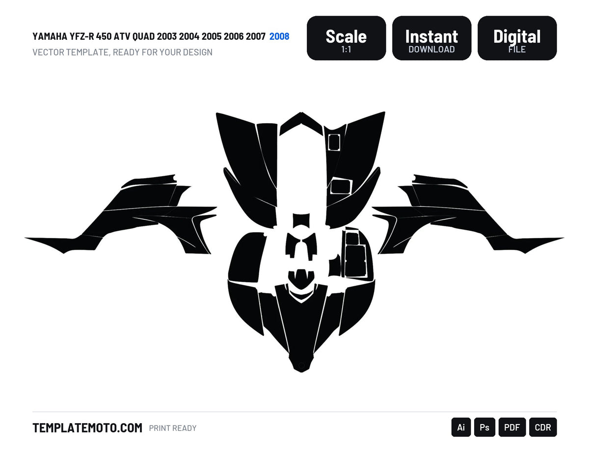 Yamaha YFZ-R 450 ATV Quad 2003 2004 2005 2006 2007 2008 Graphics Template