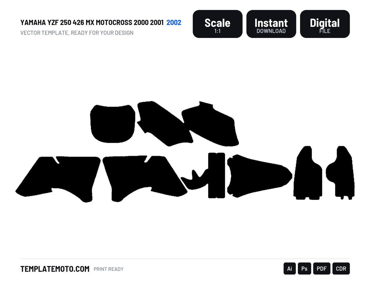 Yamaha YZF 250 426 MX Motocross 2000 2001 2002 Graphics Template