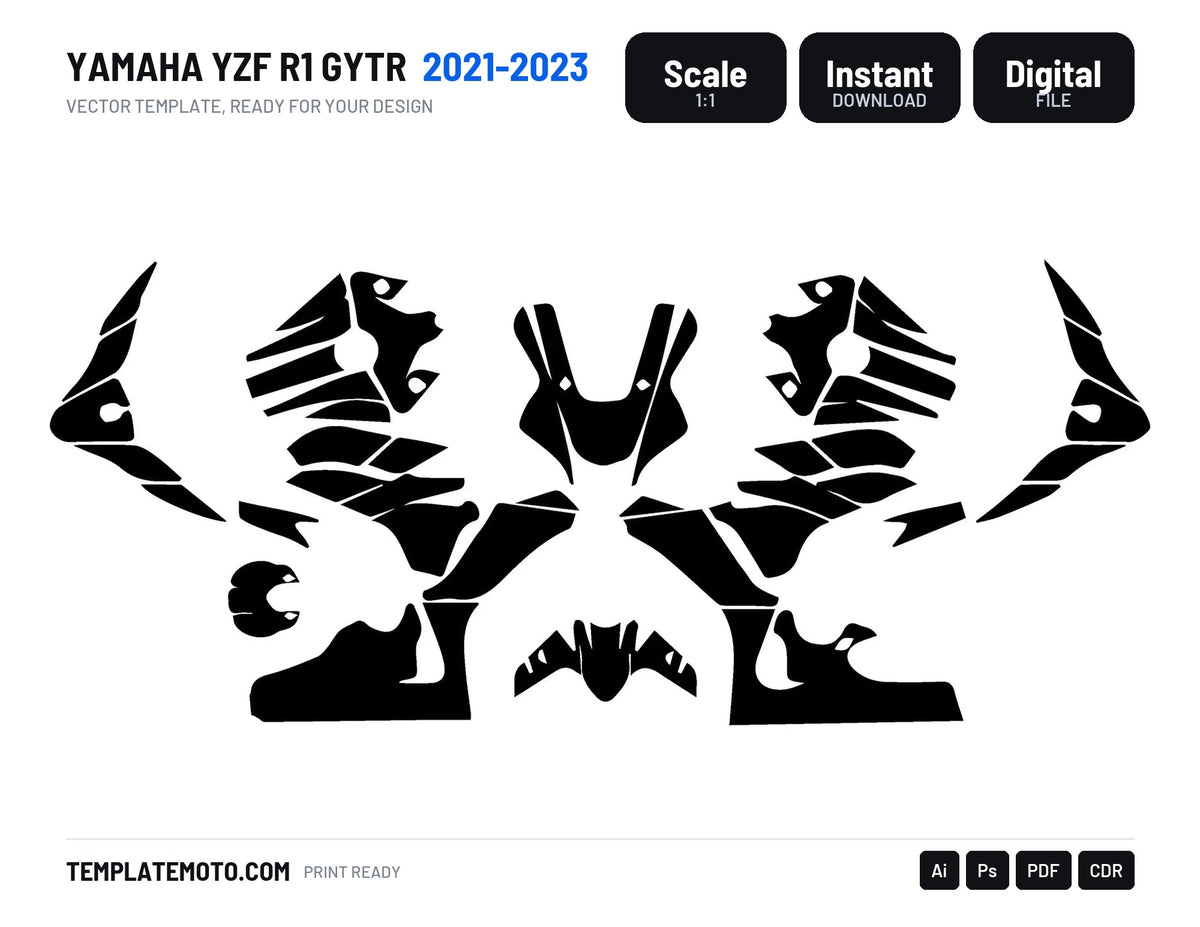 YAMAHA YZF R1 GYTR 2021-2023 Graphics Template Vector