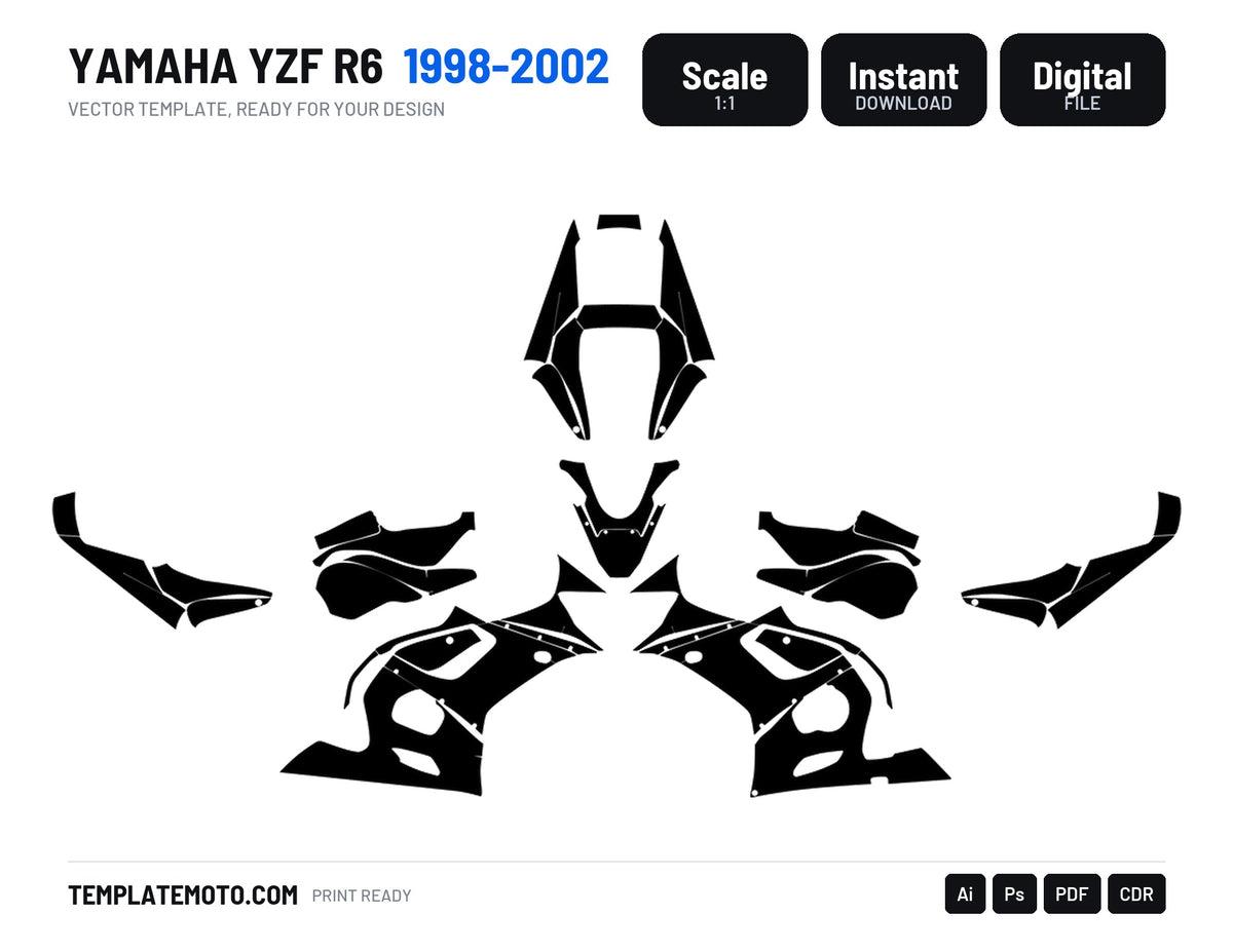 YAMAHA YZF R6 1998-2002 Template Vector