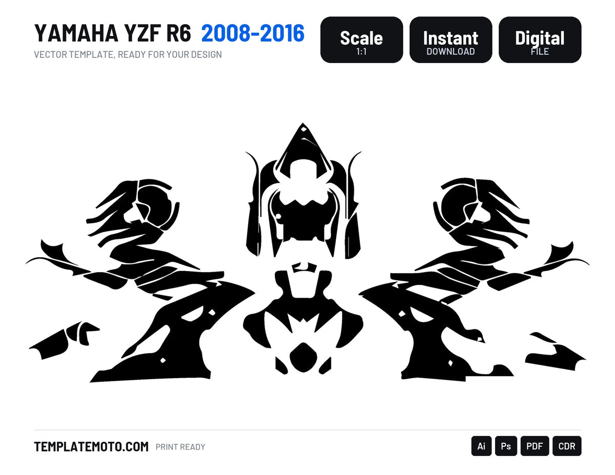 YAMAHA YZF R6 2008-2016 Graphics Template Vector