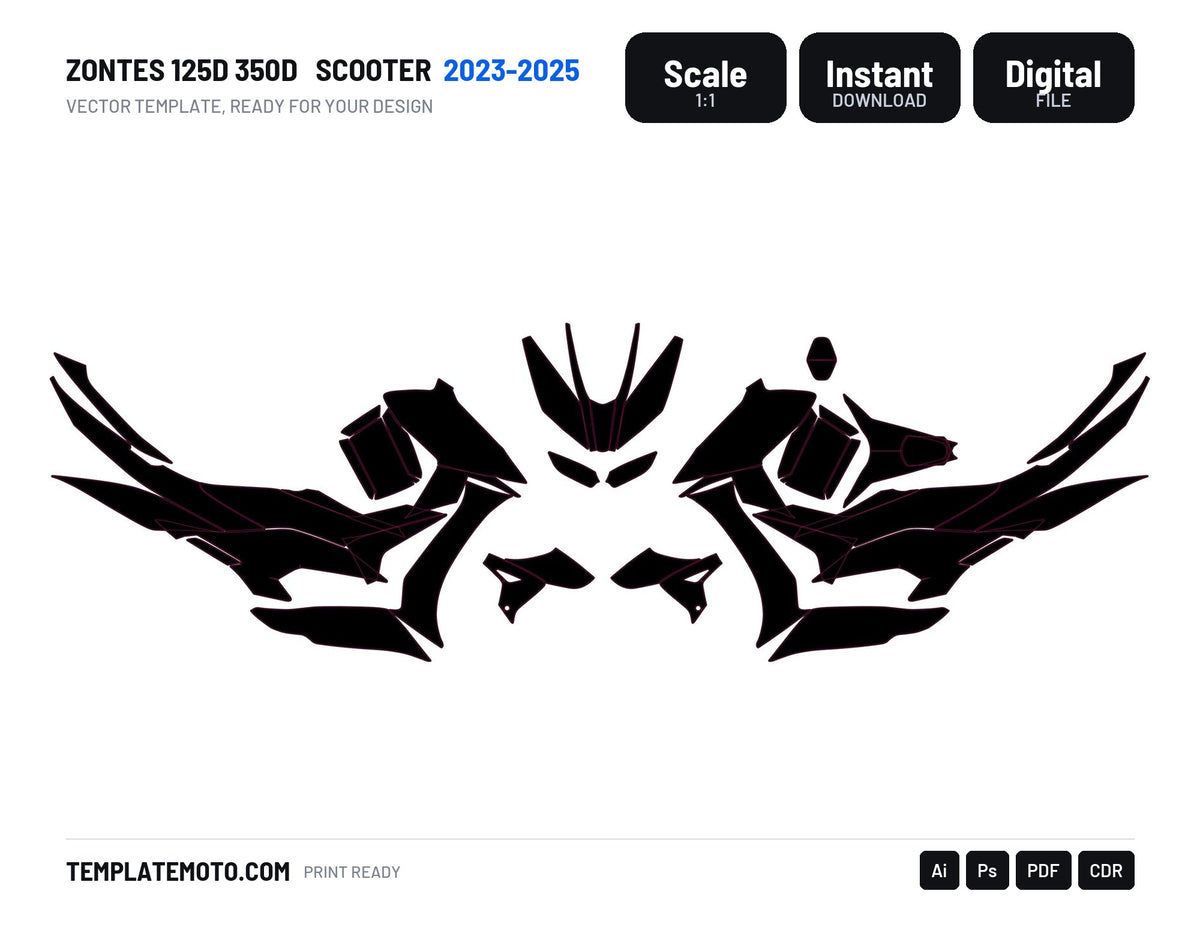 ZONTES 125D 350D 2023-2025 Scooter Template Graphics Vector