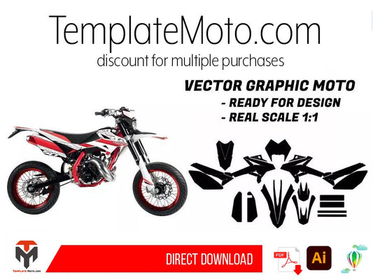 Beta RR 50 Motard 2011 2012 2013 2014 2015 2016 2017 2018 2019 2020 50cc Graphics Template Vector