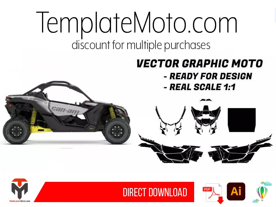 CAN AM Maverick X3 (2017-2022) Graphics Template Vector UTV Graphics Template Vector