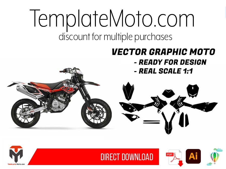 Beta RR 125 LC 2010-2018 ENDURO MX SUPERMOTO Graphics Template Vector