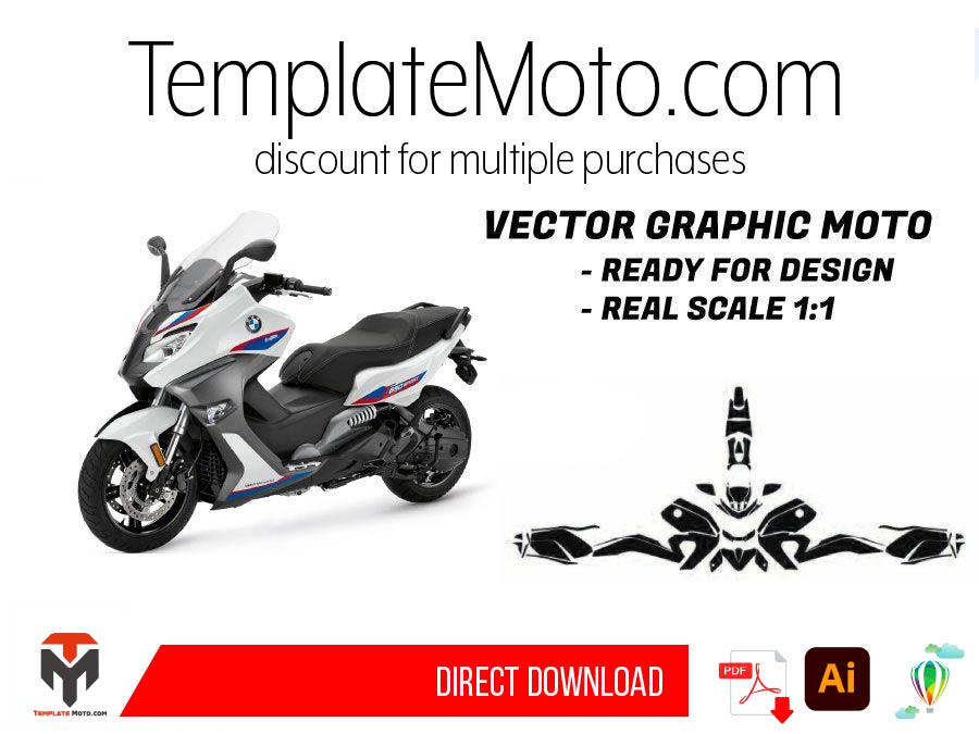 BMW C 650 GT (2015-2022) Maxi Scooter Graphics Template Vector