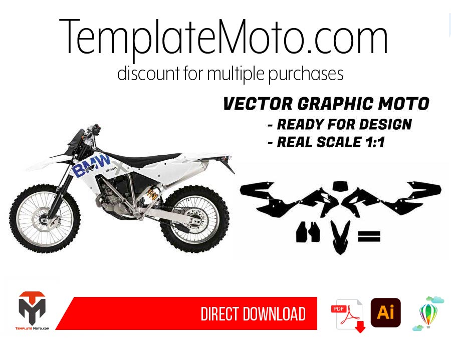 BMW G450X Enduro 2008 2009 2010 2011 Graphics Template Vector