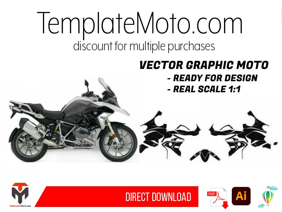 BMW R 1200 GS K25 (2017-2018) Streetbike Graphics Template Vector