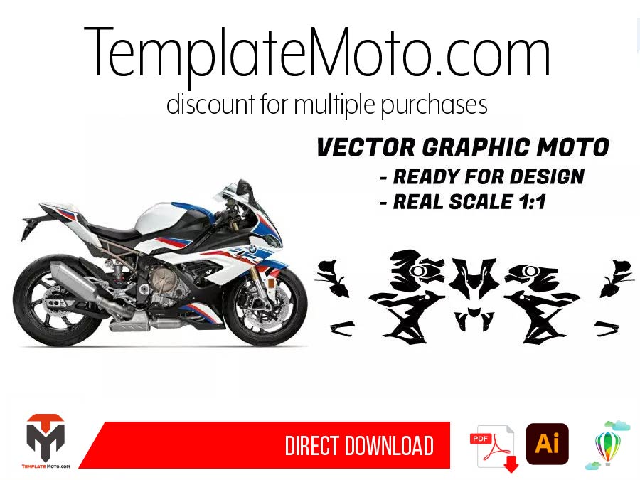 BMW S 1000 RR (2019-2022) Graphics Template Vector