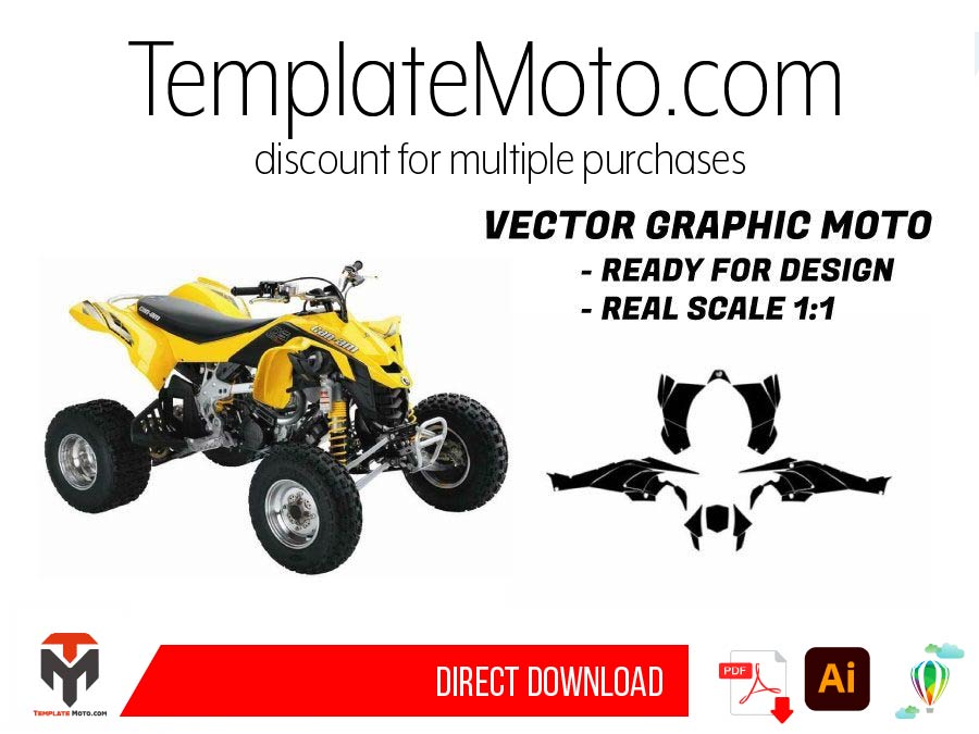 CAN AM 450 DS (2008-2016) ATV Graphics Template Vector