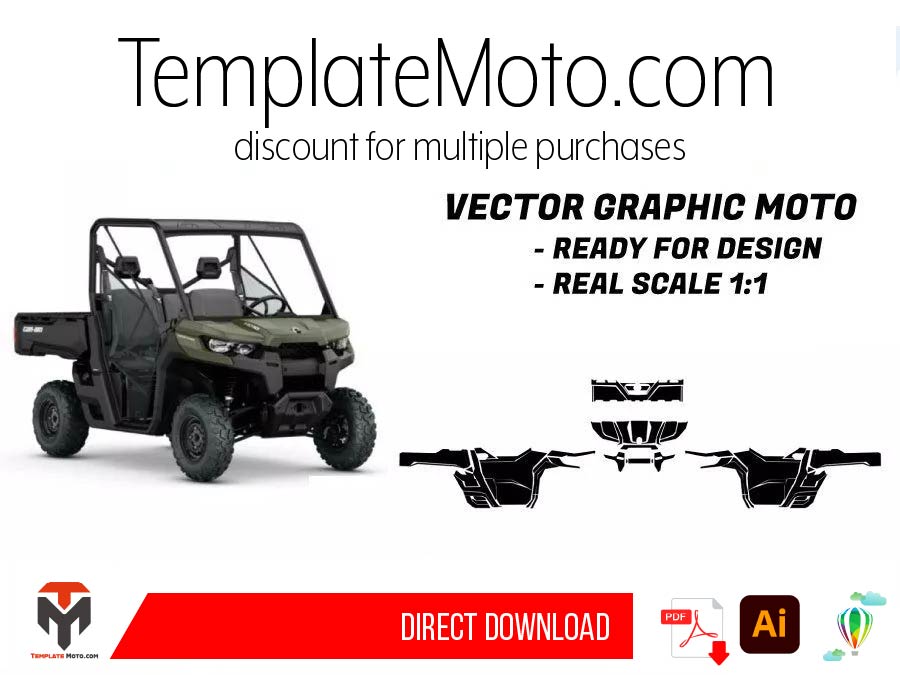 CAN AM DEFENDER (Traxter) Graphics Template Vector UTV Graphics Template Vector