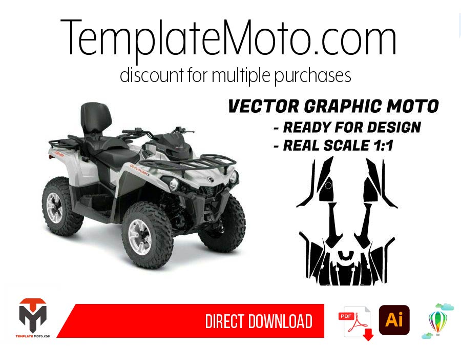 CAN AM OUTLANDER L MAX 450/500/570 (2014-2020) ATV Graphics Template Vector