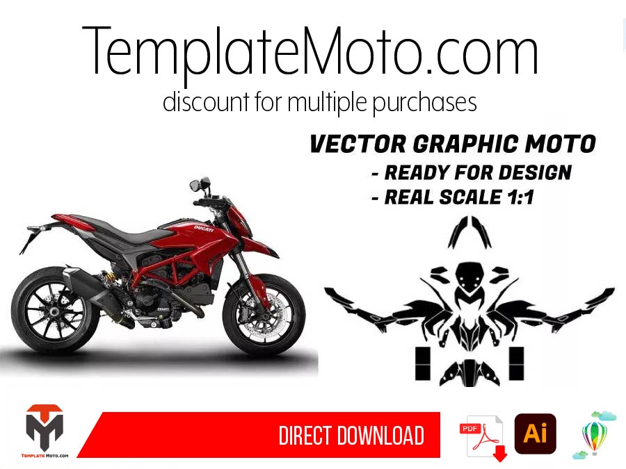 DUCATI HYPERMOTARD HYPERSTRADA (2013-2016) GRAPHICS TEMPLATE VECTOR