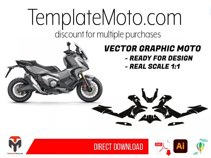 Honda X ADV 750 (2017-2020) Maxi Scooter Graphics Template Vector ...