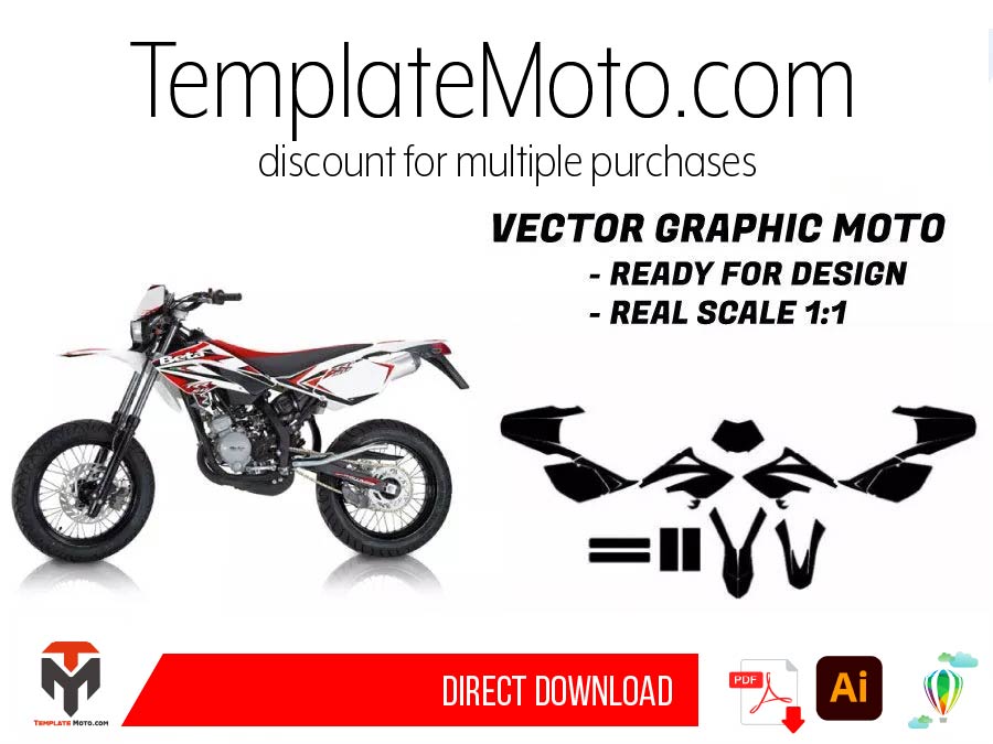 Beta RR 50 Motard 2006 2007 2008 2009 2010 50cc Graphics Template Vector