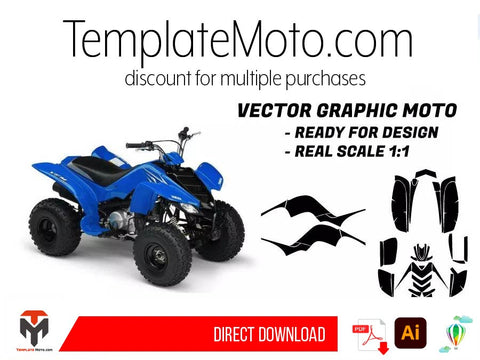 Yamaha Raptor 80 ATV Quad Graphics Template Vector