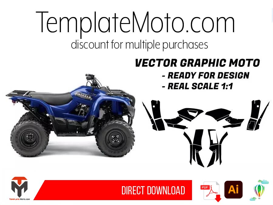 Yamaha 300 Grizzly Graphics Template Vector