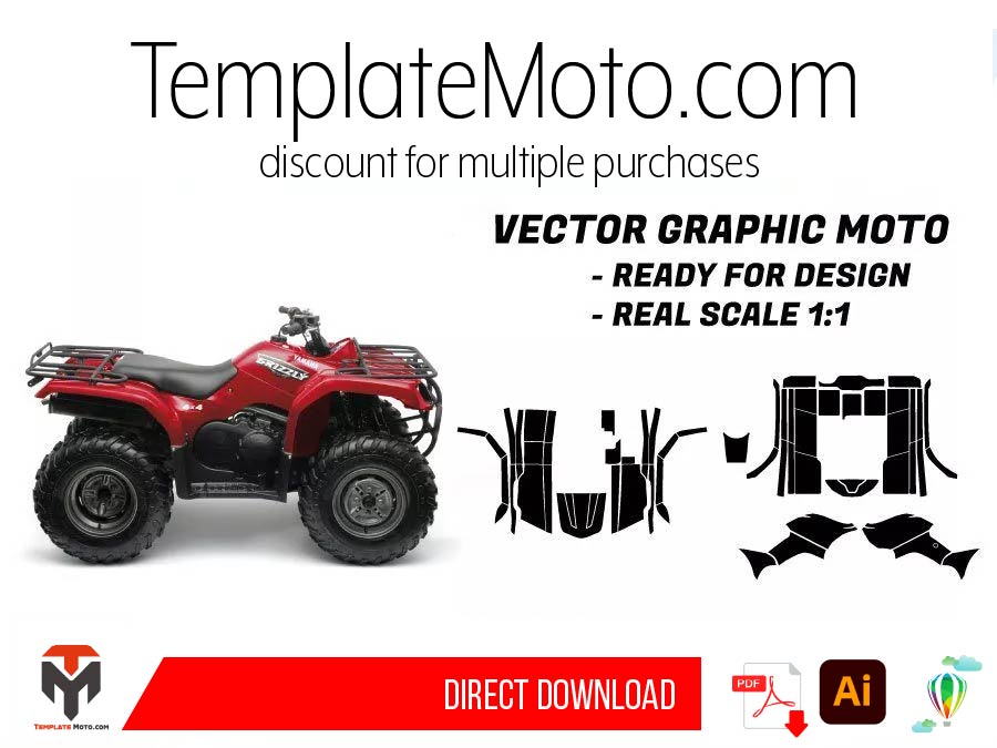 Yamaha 350 Grizzly / Bruin Graphics Template Vector