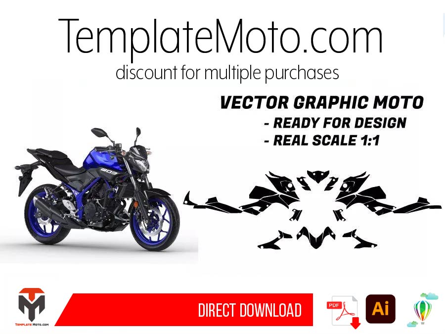Yamaha MT-03 Streetbike Graphics Template Vector