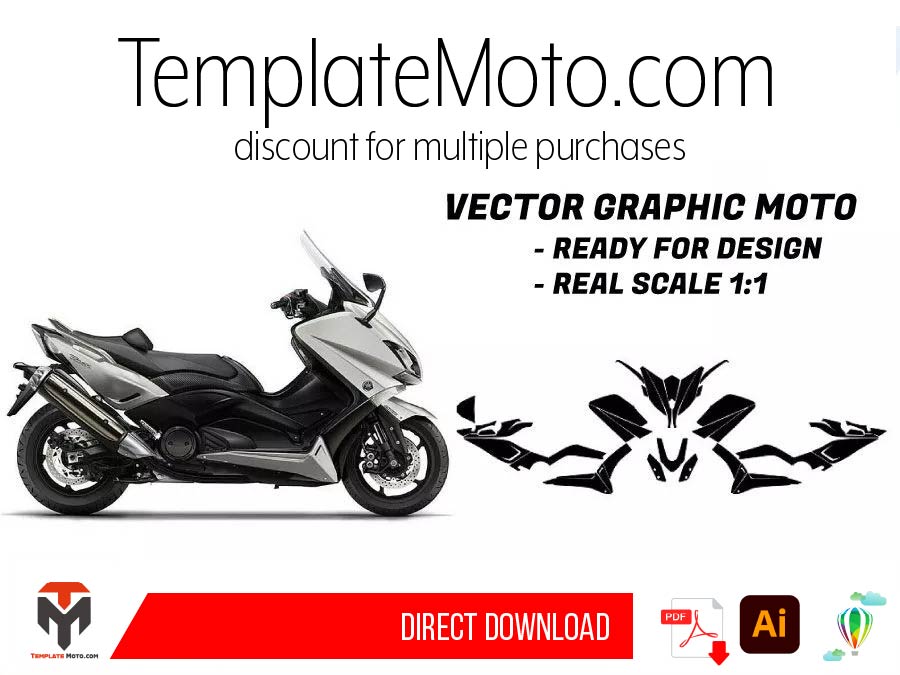 Yamaha TMAX (2012-2016) Maxi Scooter Graphics Template Vector