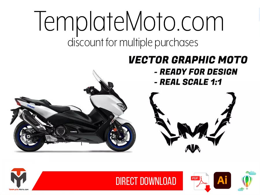 Yamaha TMAX (2017-2019) Maxi Scooter Graphics Template Vector