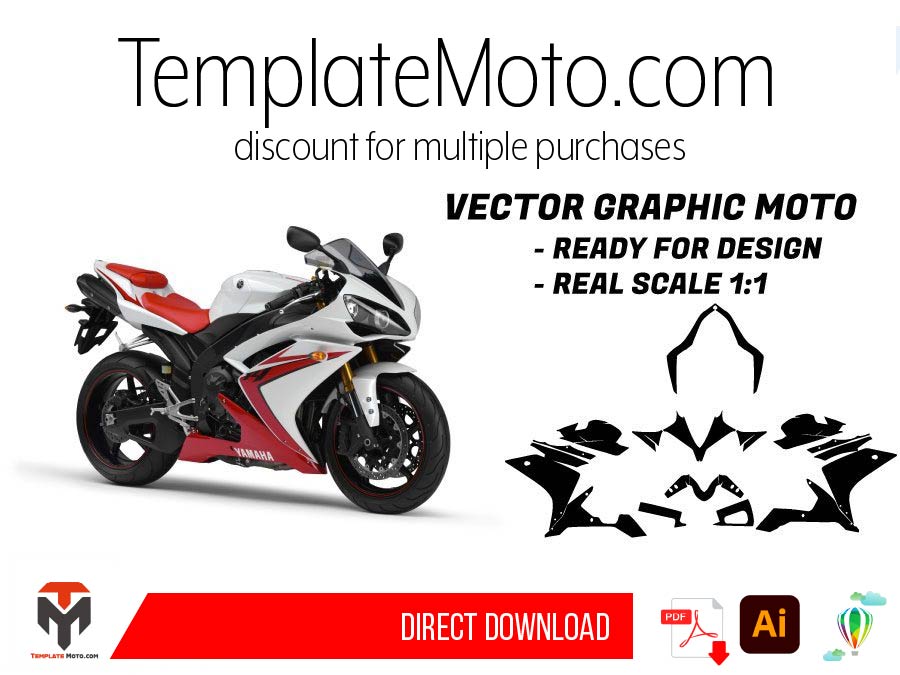 Yamaha YZF R1 (2007-2008) Streetbike Graphics Template Vector