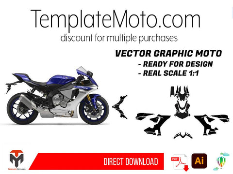 Yamaha YZF R1 (2015-2019) Graphics Template Vector