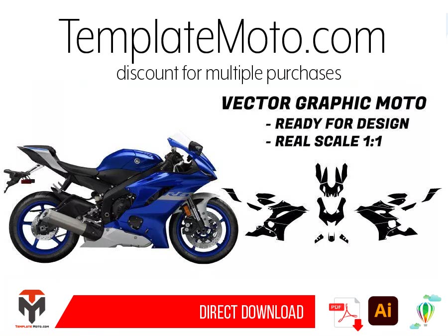Yamaha YZF R6 2017-2022 Streetbike Graphics Template Vector